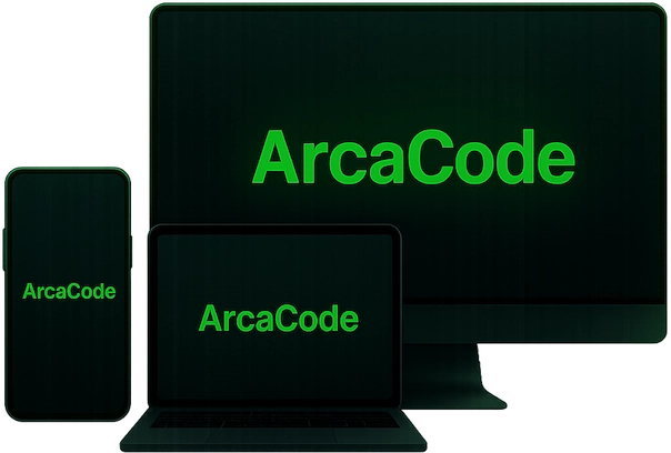 Site ArcaCode affiché sur ordinateur, tablette et smartphone